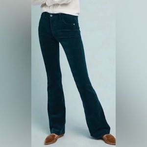 Anthropologie pilcro teal corduroy flare wide leg pants trousers